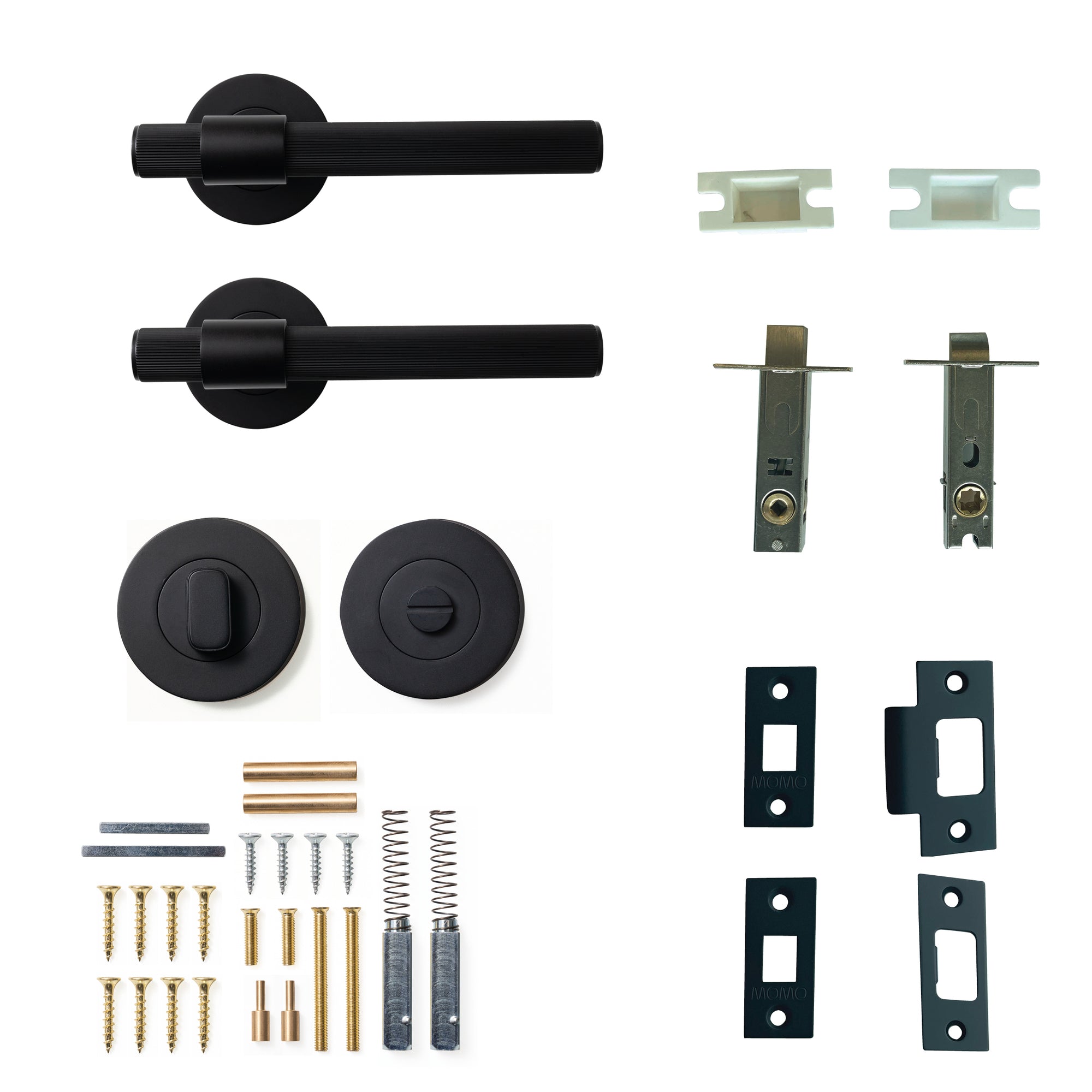 Momo Belgravia Lined Lever Solid Brass Tubular Latch Privacy Set Matt Black
