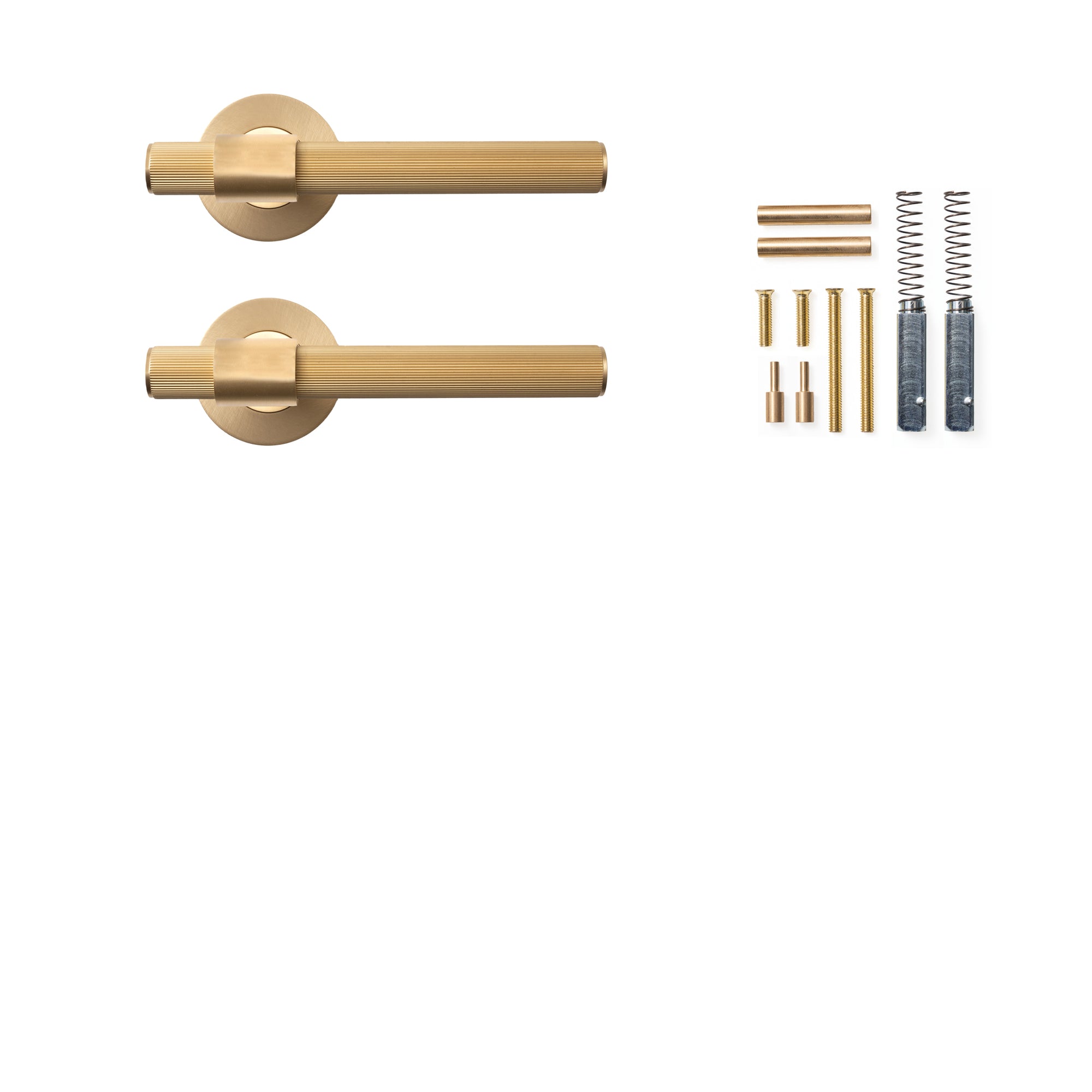 Momo Belgravia Lined Lever Handle Set Brushed Satin Brass