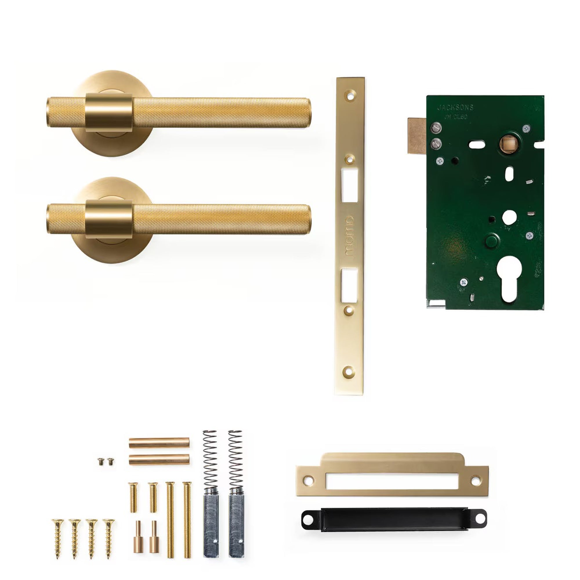 Momo Belgravia Knurled Lever Solid Brass Mortice Passage Set Brushed Satin Brass