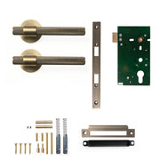 Momo Belgravia Knurled Lever Solid Brass Mortice Passage Set Dark Brushed Brass