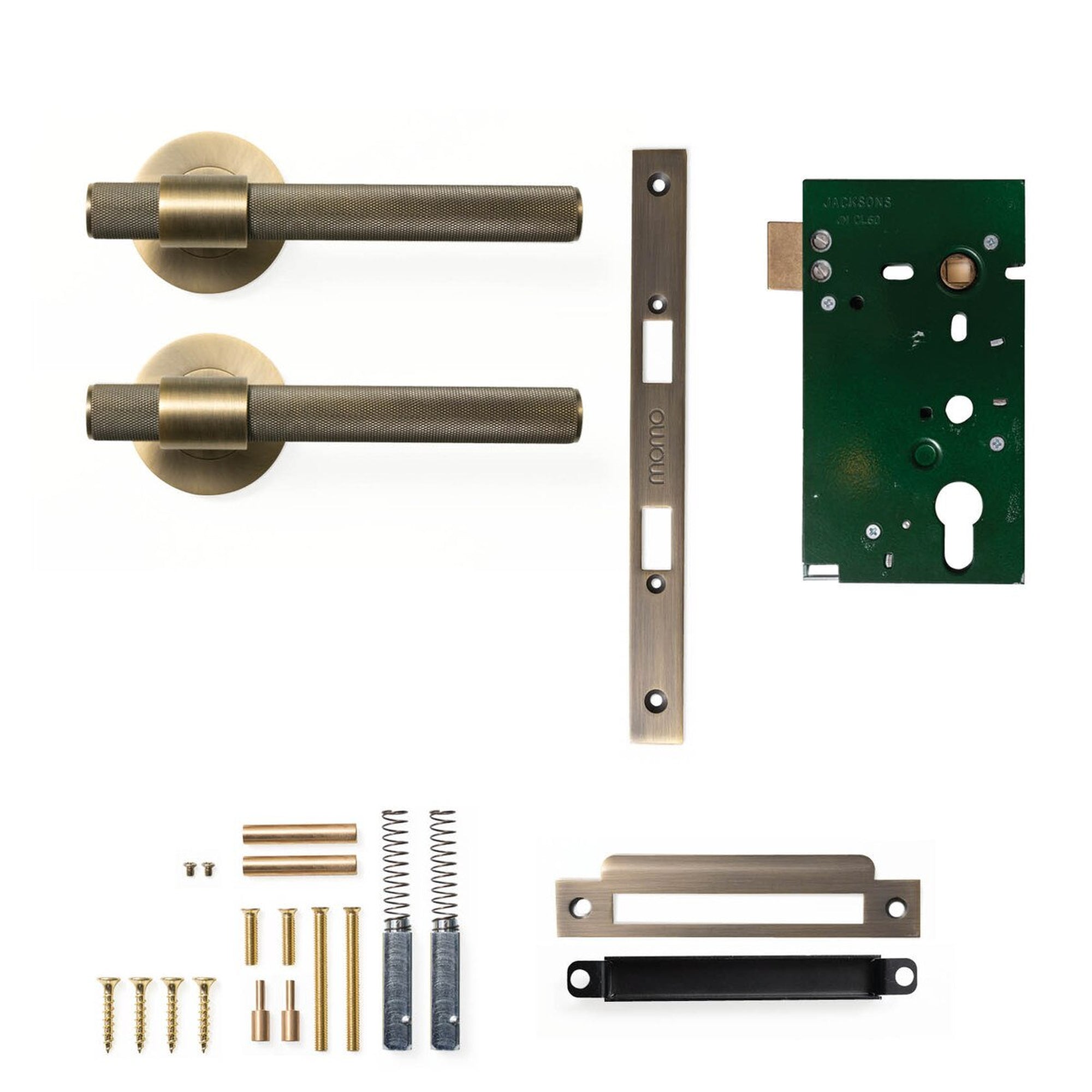 Momo Belgravia Knurled Lever Solid Brass Mortice Passage Set Dark Brushed Brass