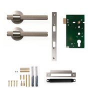 Momo Belgravia Knurled Lever Solid Brass Mortice Passage Set Dull Brushed Nickel
