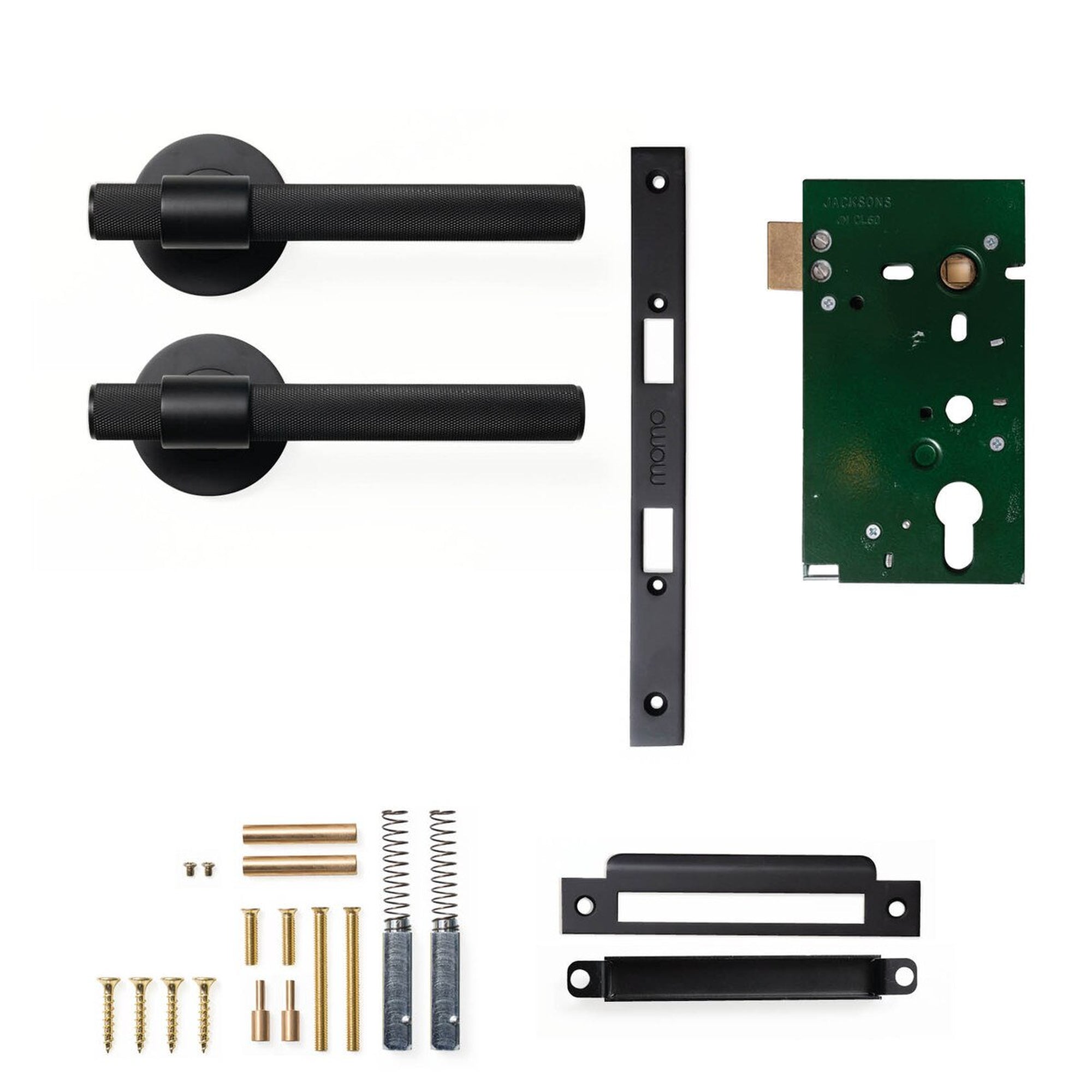 Momo Belgravia Knurled Lever Solid Brass Mortice Passage Set Matt Black