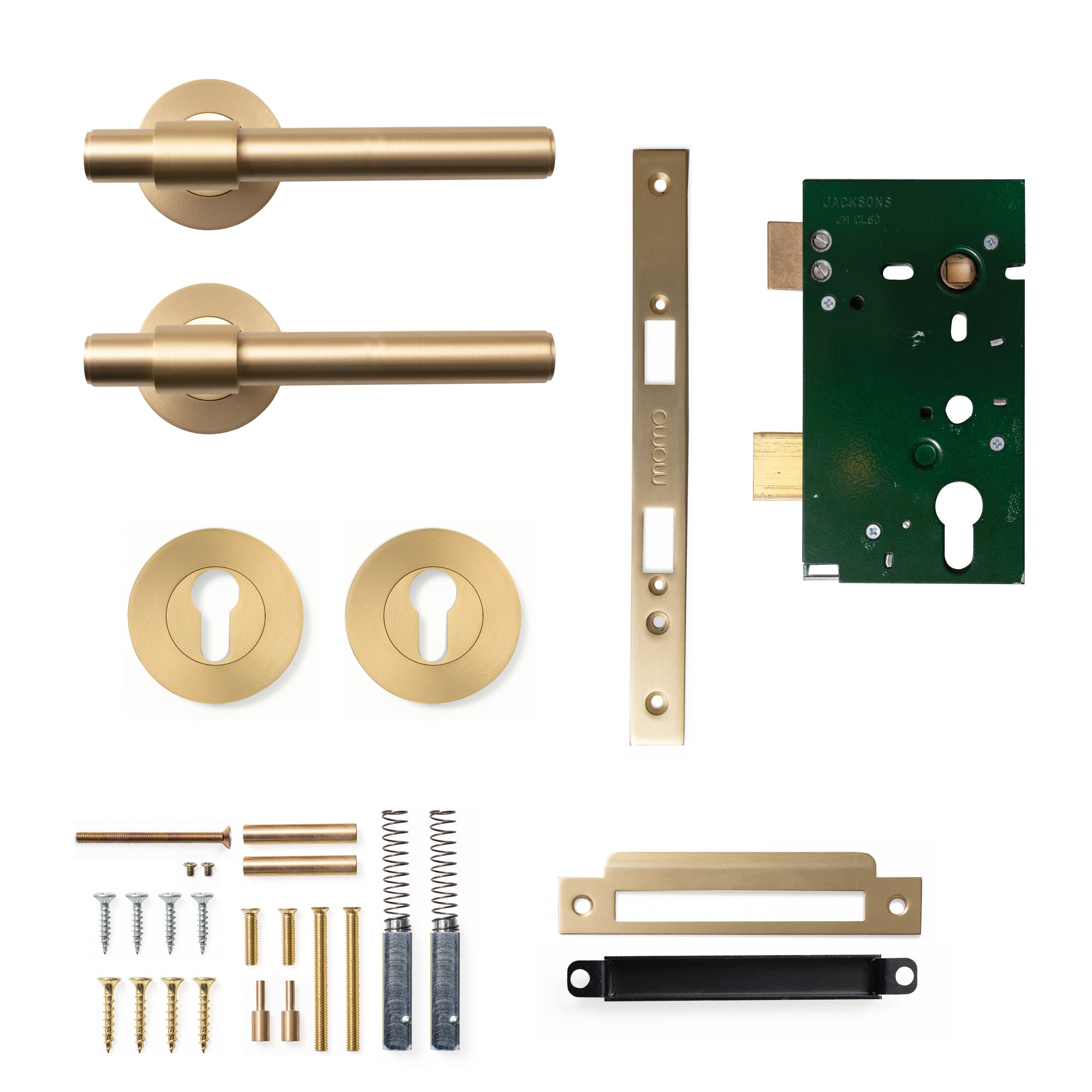 Momo Belgravia Plain Lever Solid Brass Mortice Entrance Set Brushed Satin Brass