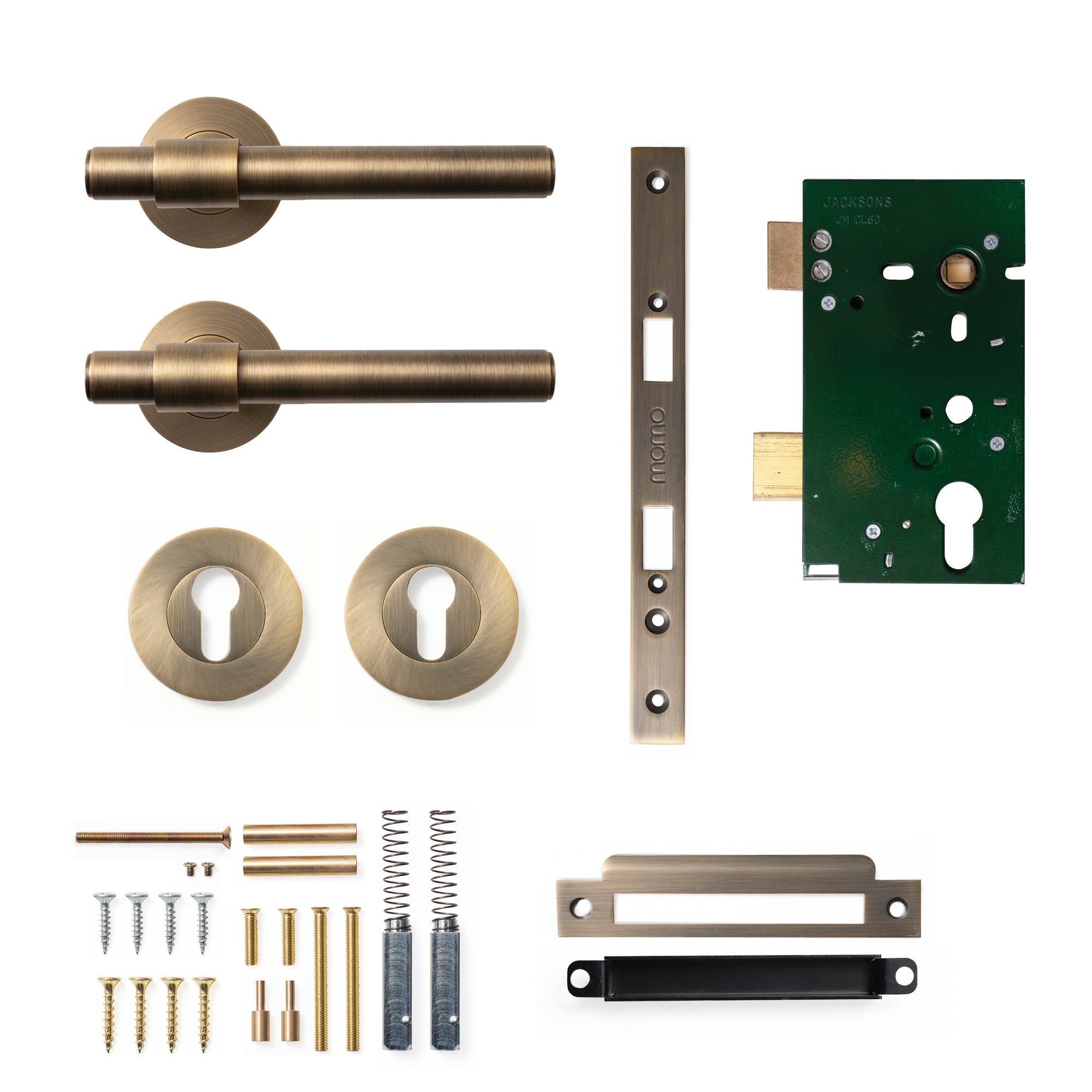 Momo Belgravia Plain Lever Solid Brass Mortice Entrance Set Dark Brushed Brass