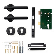 Momo Belgravia Plain Lever Solid Brass Mortice Entrance Set Matt Black