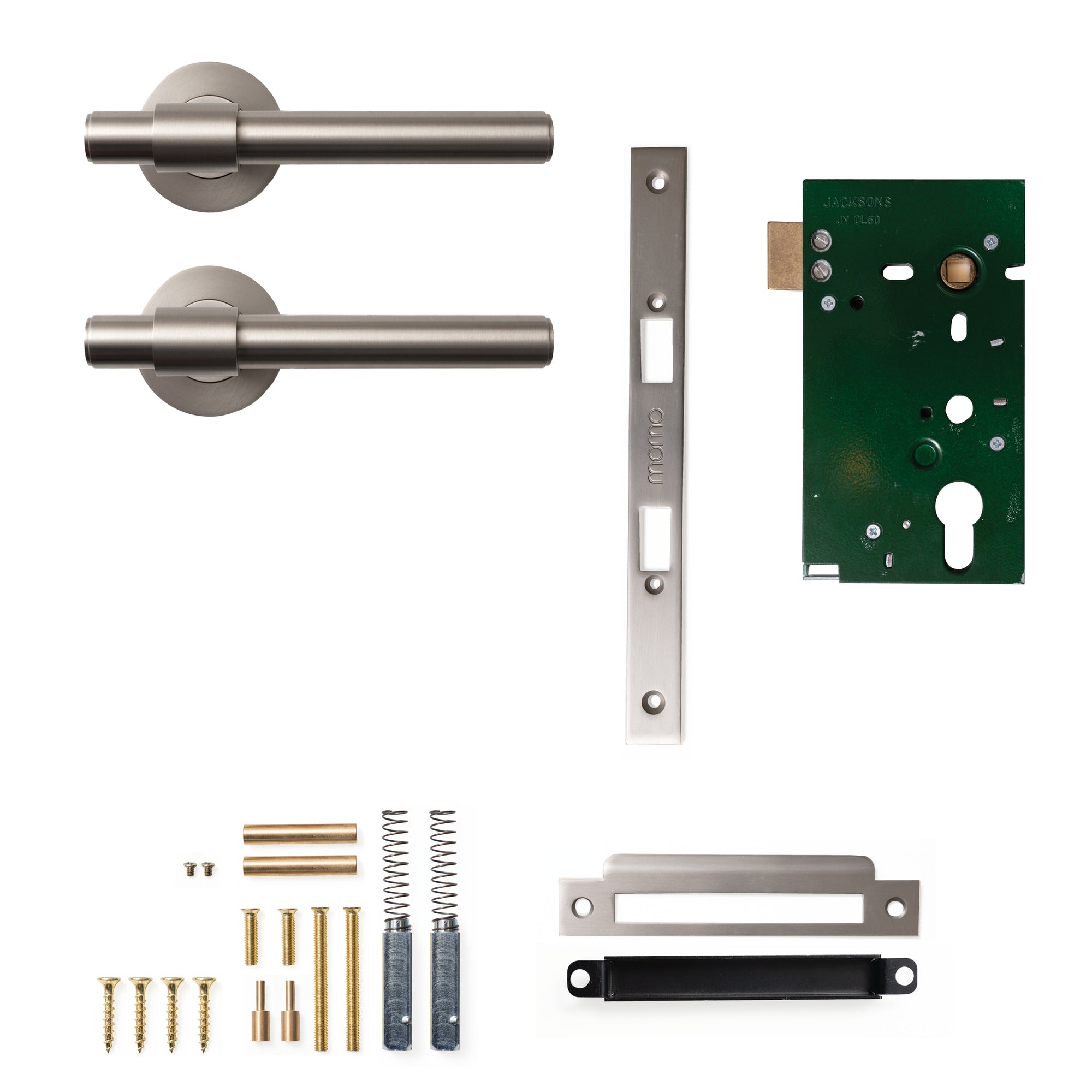 Momo Belgravia Plain Lever Solid Brass Mortice Passage Set Dull Brushed Nickel