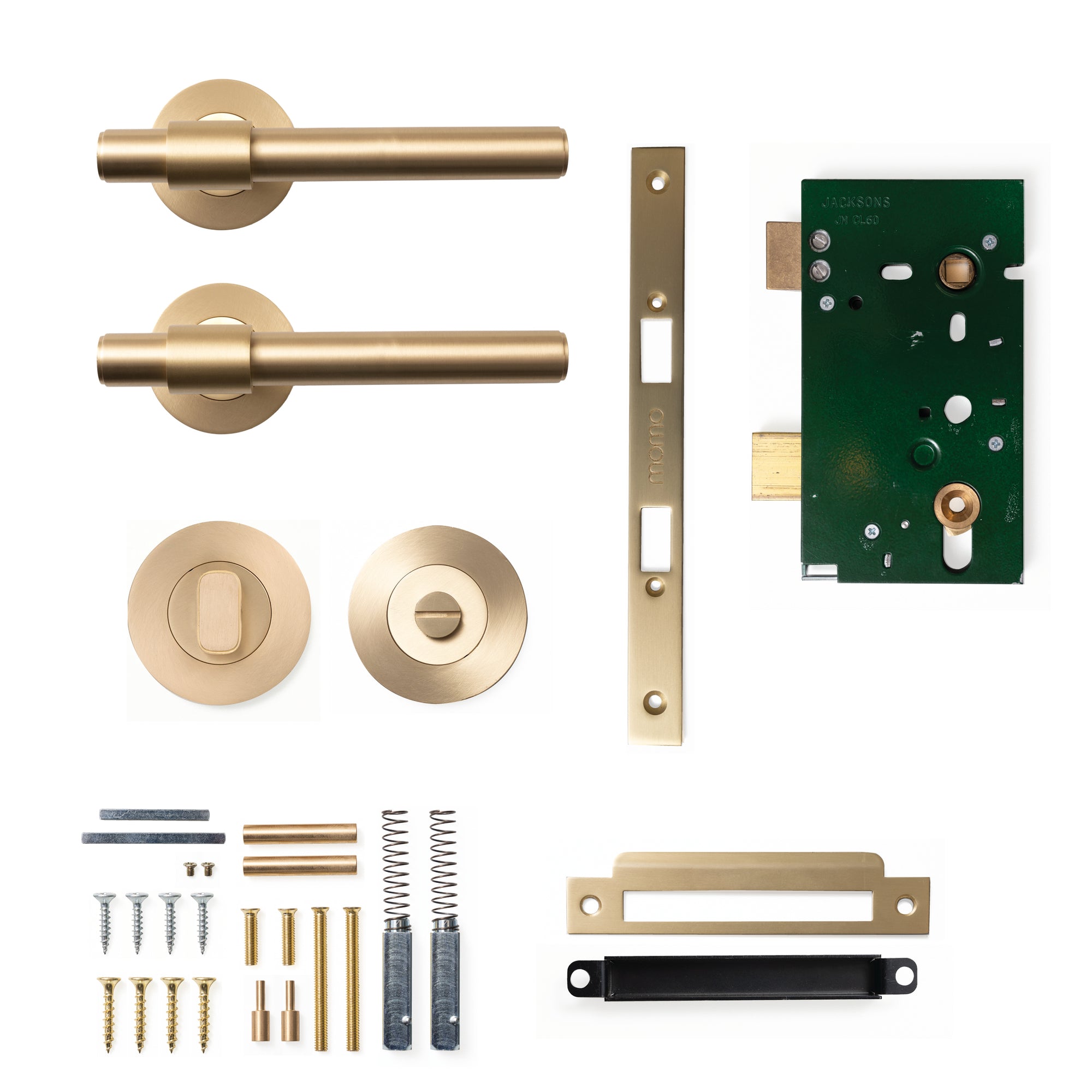Momo Belgravia Plain Lever Solid Brass Mortice Privacy Set Brushed Satin Brass