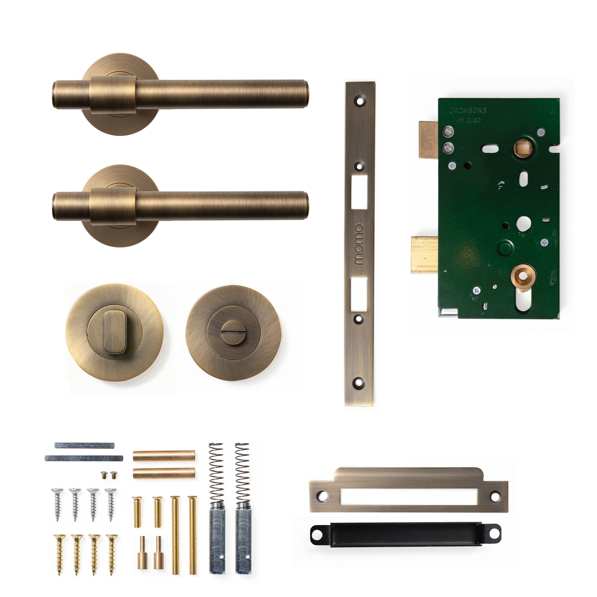 Momo Belgravia Plain Lever Solid Brass Mortice Privacy Set Dark Brushed Brass