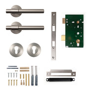 Momo Belgravia Plain Lever Solid Brass Mortice Privacy Set Dull Brushed Nickel