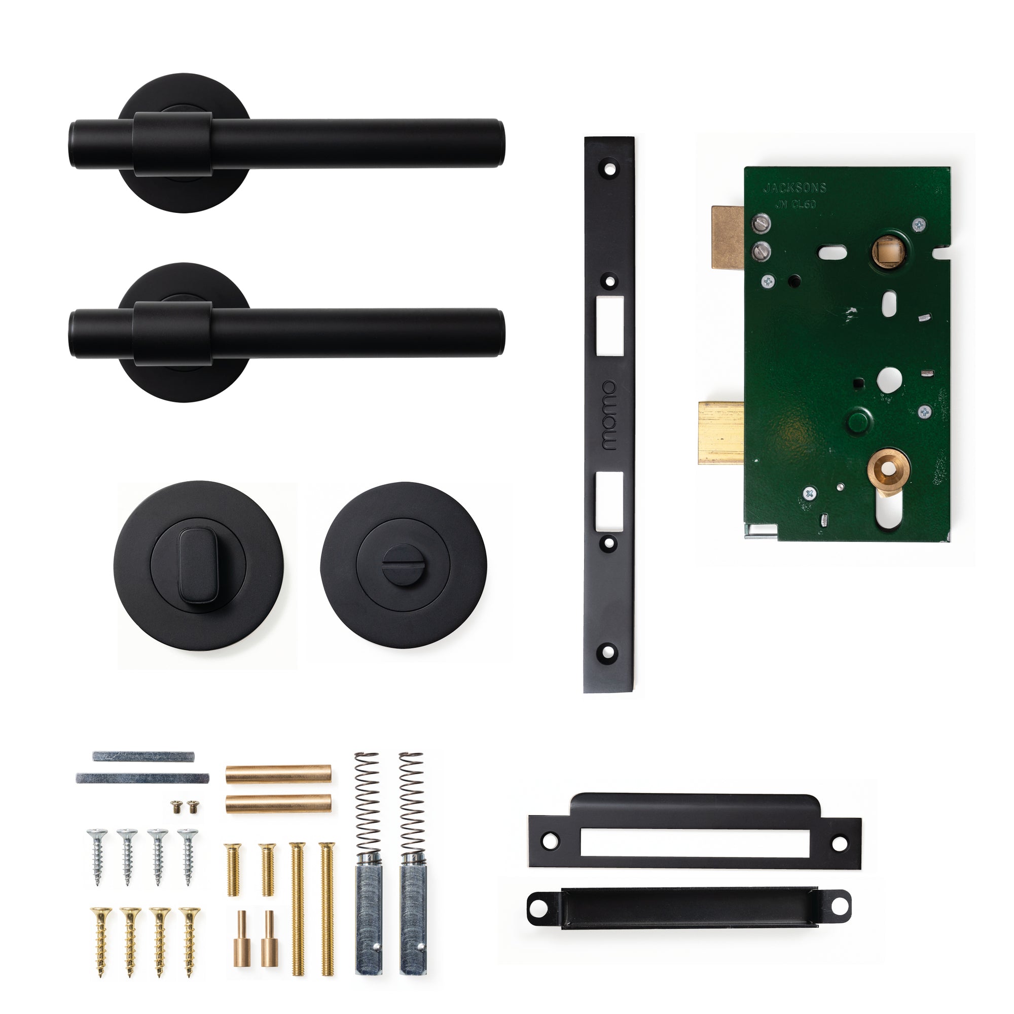 Momo Belgravia Plain Lever Solid Brass Mortice Privacy Set Matt Black