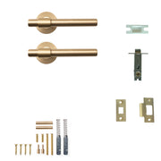 Momo Belgravia Plain Lever Solid Brass Tubular Latch Passage Set Brushed Satin Brass