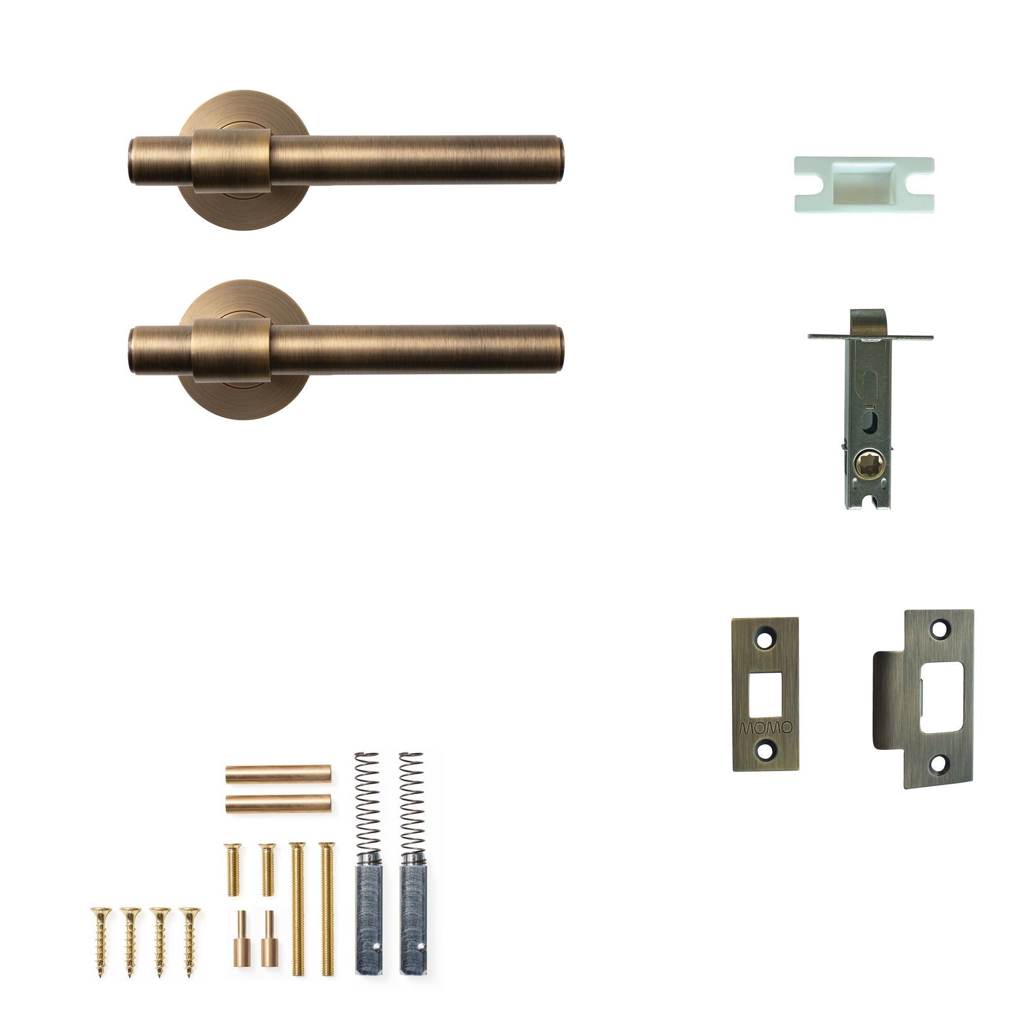 Momo Belgravia Plain Lever Solid Brass Tubular Latch Passage Set Dark Brushed Brass