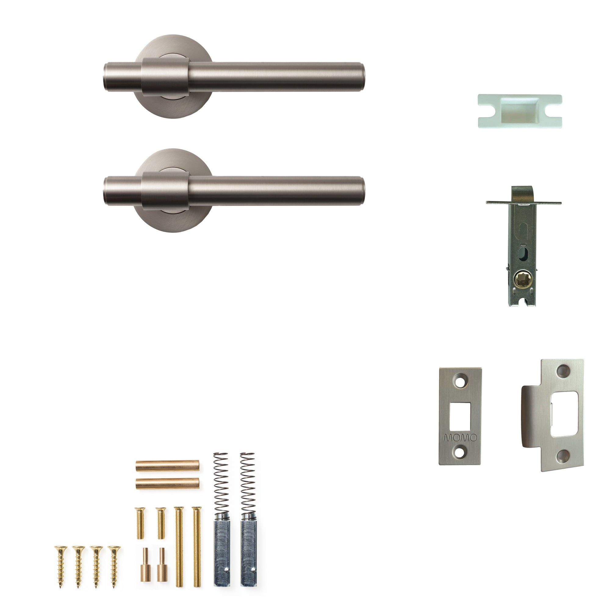 Momo Belgravia Plain Lever Solid Brass Tubular Latch Passage Set Dull Brushed Nickel