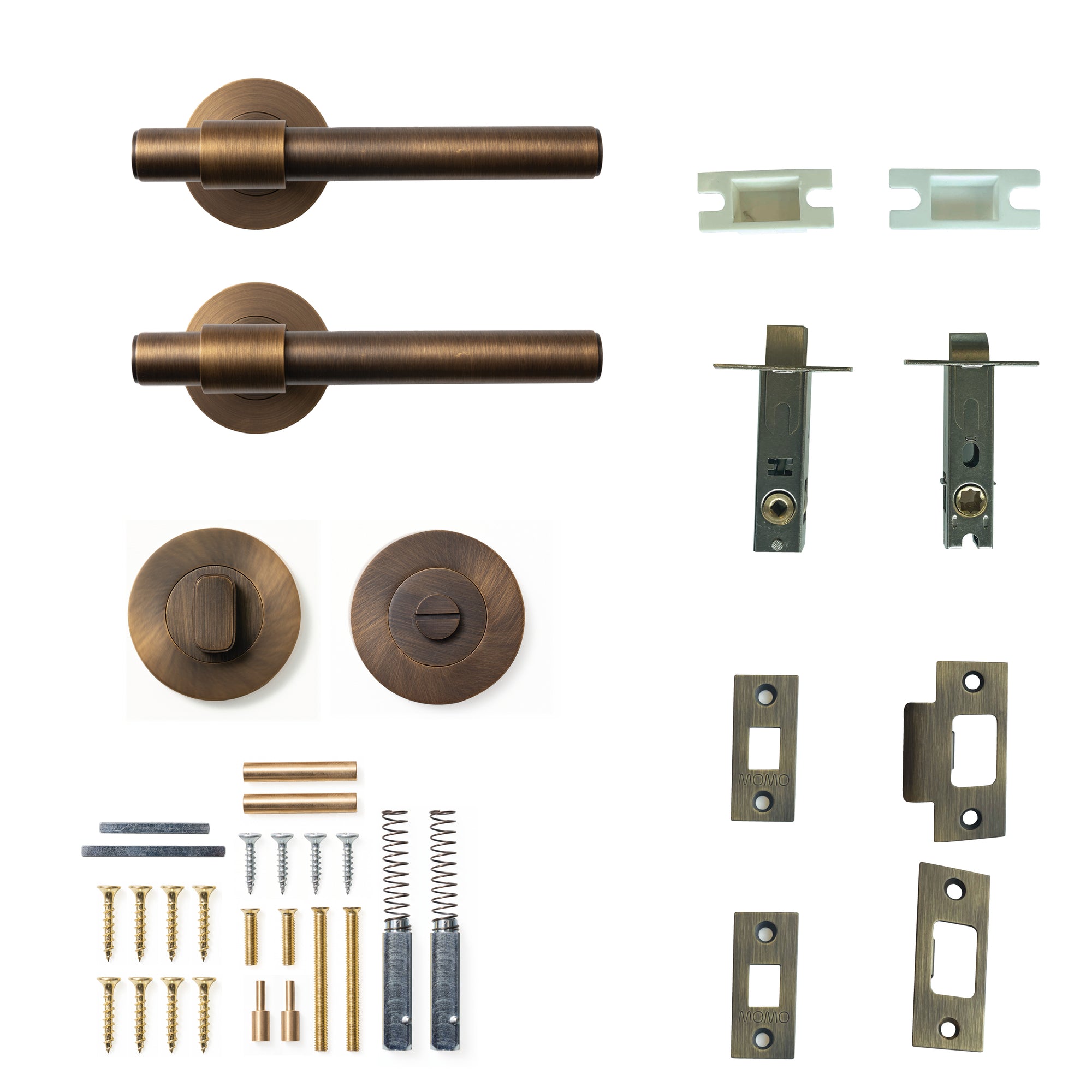 Momo Belgravia Plain Lever Solid Brass Tubular Latch Privacy Set Bronze