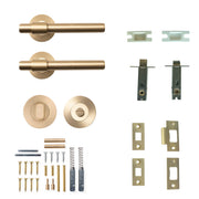 Momo Belgravia Plain Lever Solid Brass Tubular Latch Privacy Set Brushed Satin Brass