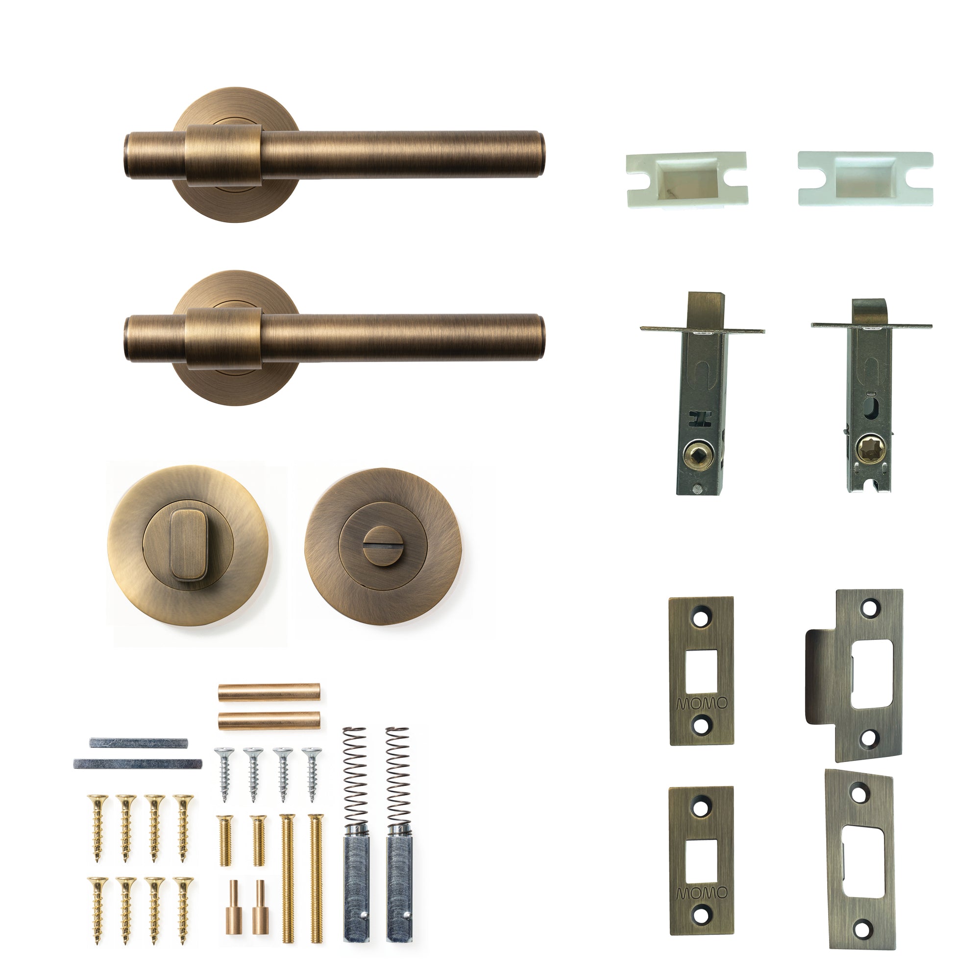Momo Belgravia Plain Lever Solid Brass Tubular Latch Privacy Set Dark Brushed Brass