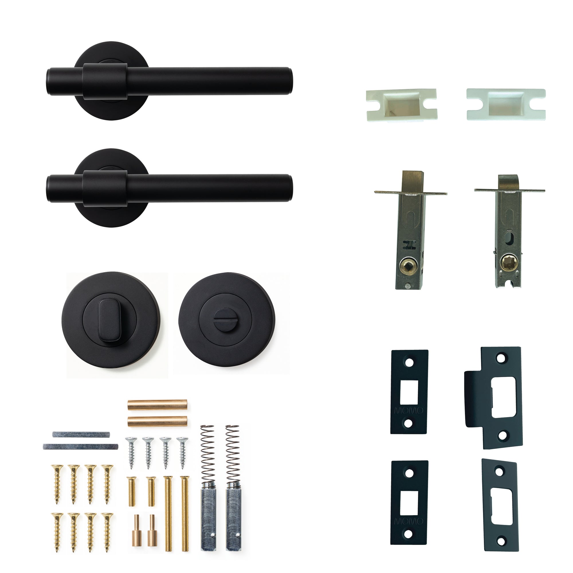 Momo Belgravia Plain Lever Solid Brass Tubular Latch Privacy Set Matt Black