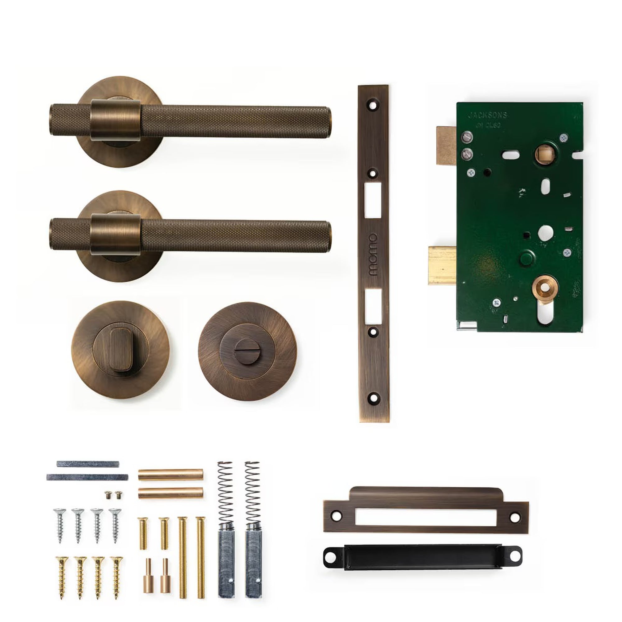 Momo Belgravia Knurled Lever Solid Brass Mortice Privacy Set Bronze