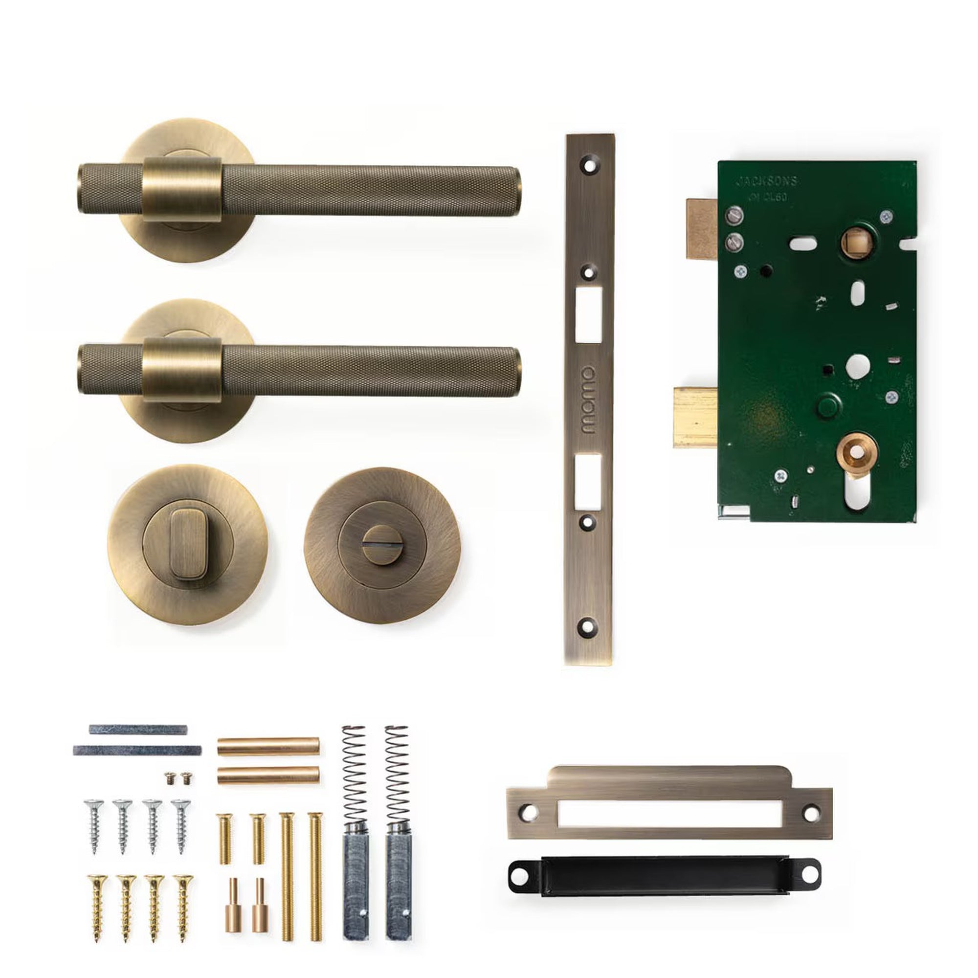 Momo Belgravia Knurled Lever Solid Brass Mortice Privacy Set Dark Brushed Brass