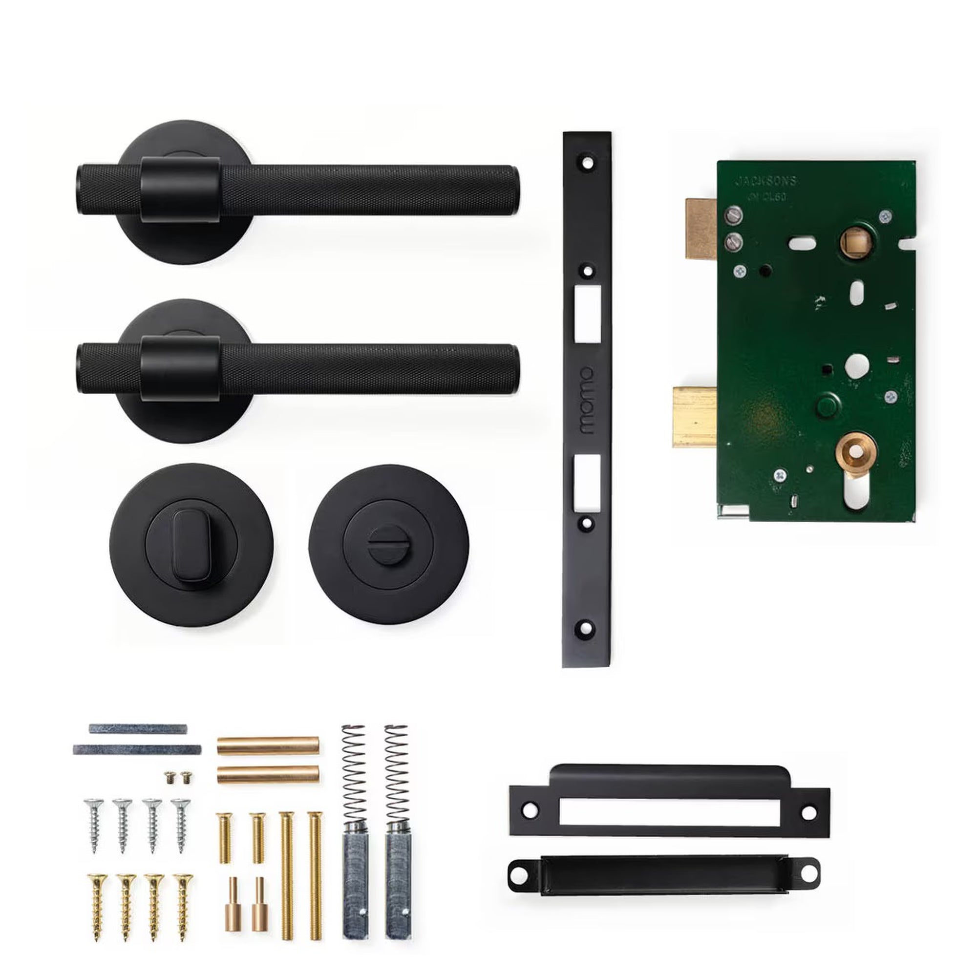 Momo Belgravia Knurled Lever Solid Brass Mortice Privacy Set Matt Black