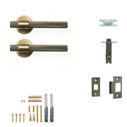 Momo Belgravia Knurled Lever Solid Brass Tubular Latch Passage Set Dark Brushed Brass