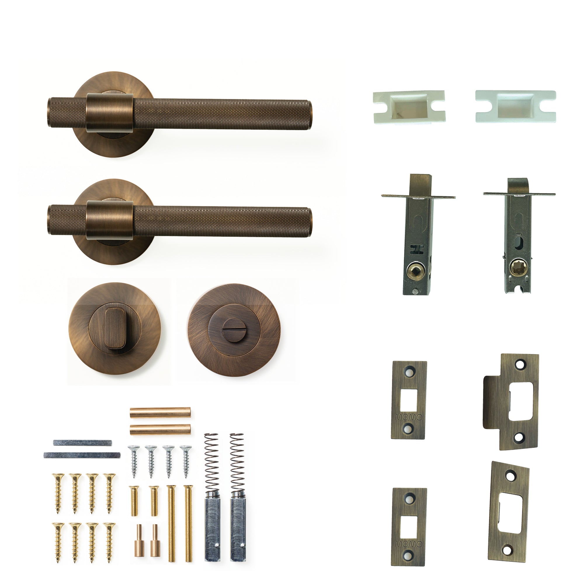 Momo Belgravia Knurled Lever Solid Brass Tubular Latch Privacy Set Bronze