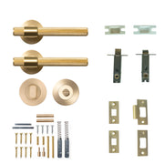 Momo Belgravia Knurled Lever Solid Brass Tubular Latch Privacy Set Brushed Satin Brass