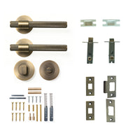 Momo Belgravia Knurled Lever Solid Brass Tubular Latch Privacy Set Dark Brushed Brass