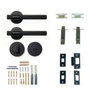 Momo Belgravia Knurled Lever Solid Brass Tubular Latch Privacy Set Matt Black