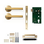 Momo Bellevue Knurled Lever Solid Brass Mortice Passage Set Brushed Satin Brass