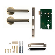 Momo Bellevue Knurled Lever Solid Brass Mortice Passage Set Dark Brushed Brass