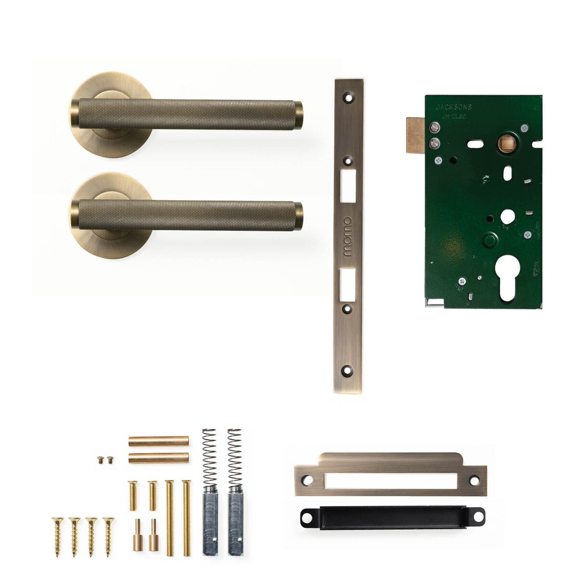 Momo Bellevue Knurled Lever Solid Brass Mortice Passage Set Dark Brushed Brass