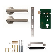 Momo Bellevue Knurled Lever Solid Brass Mortice Passage Set Dull Brushed Nickel