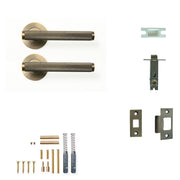 Bellevue Knurled Lever Solid Brass Tubular Latch Passage Set Dark Brushed Brass