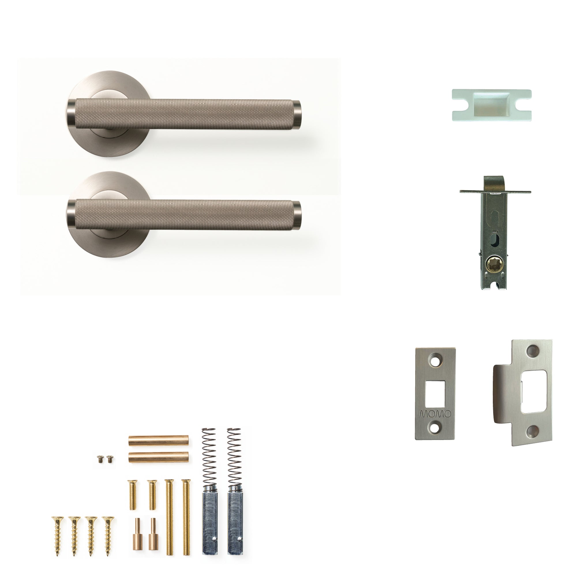 Bellevue Knurled Lever Solid Brass Tubular Latch Passage Set Dull Brushed Nickel