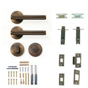 Bellevue Knurled Lever Solid Brass Tubular Latch Privacy Set Bronze