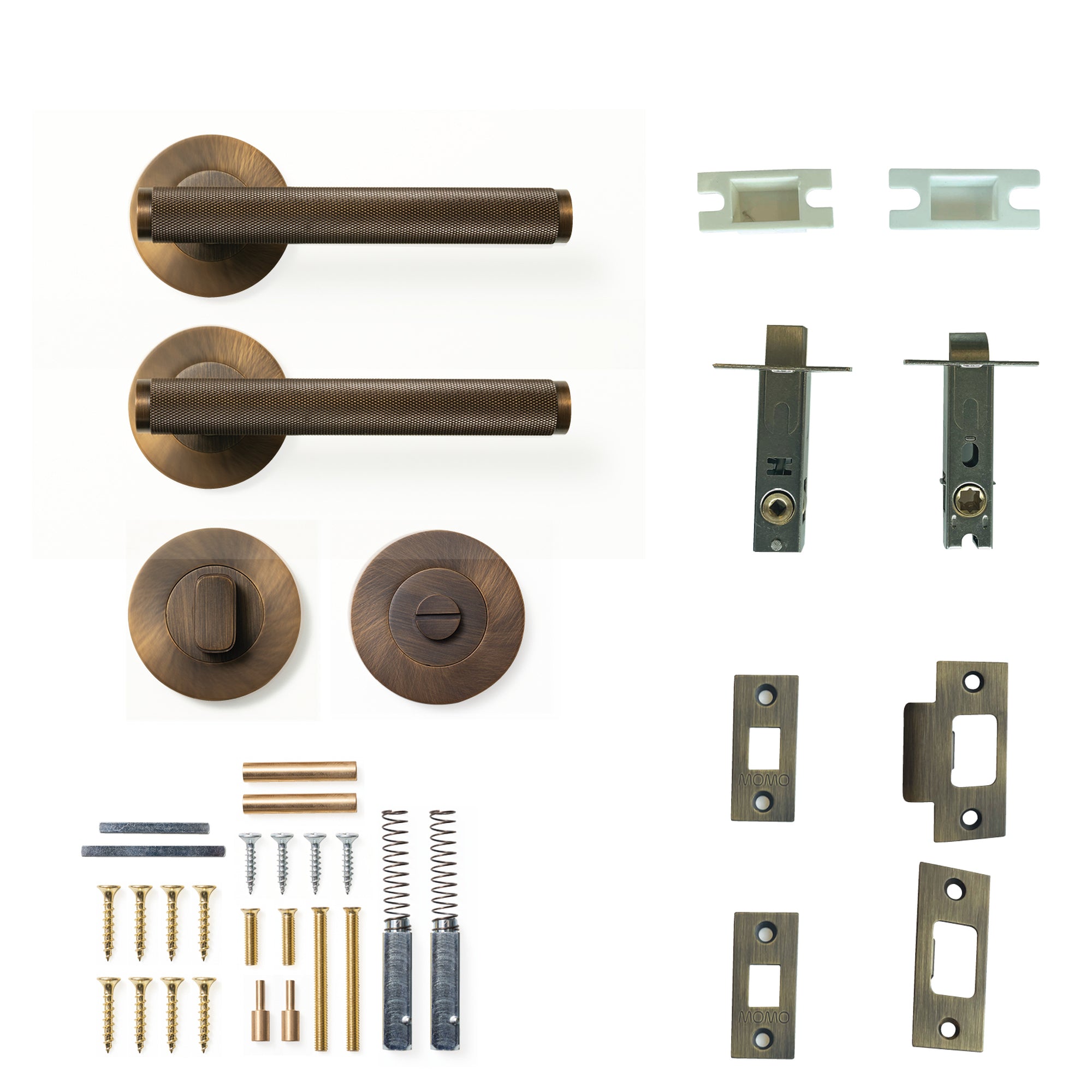 Bellevue Knurled Lever Solid Brass Tubular Latch Privacy Set Bronze