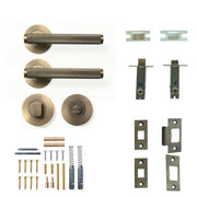 Bellevue Knurled Lever Solid Brass Tubular Latch Privacy Set Dark Brushed Brass