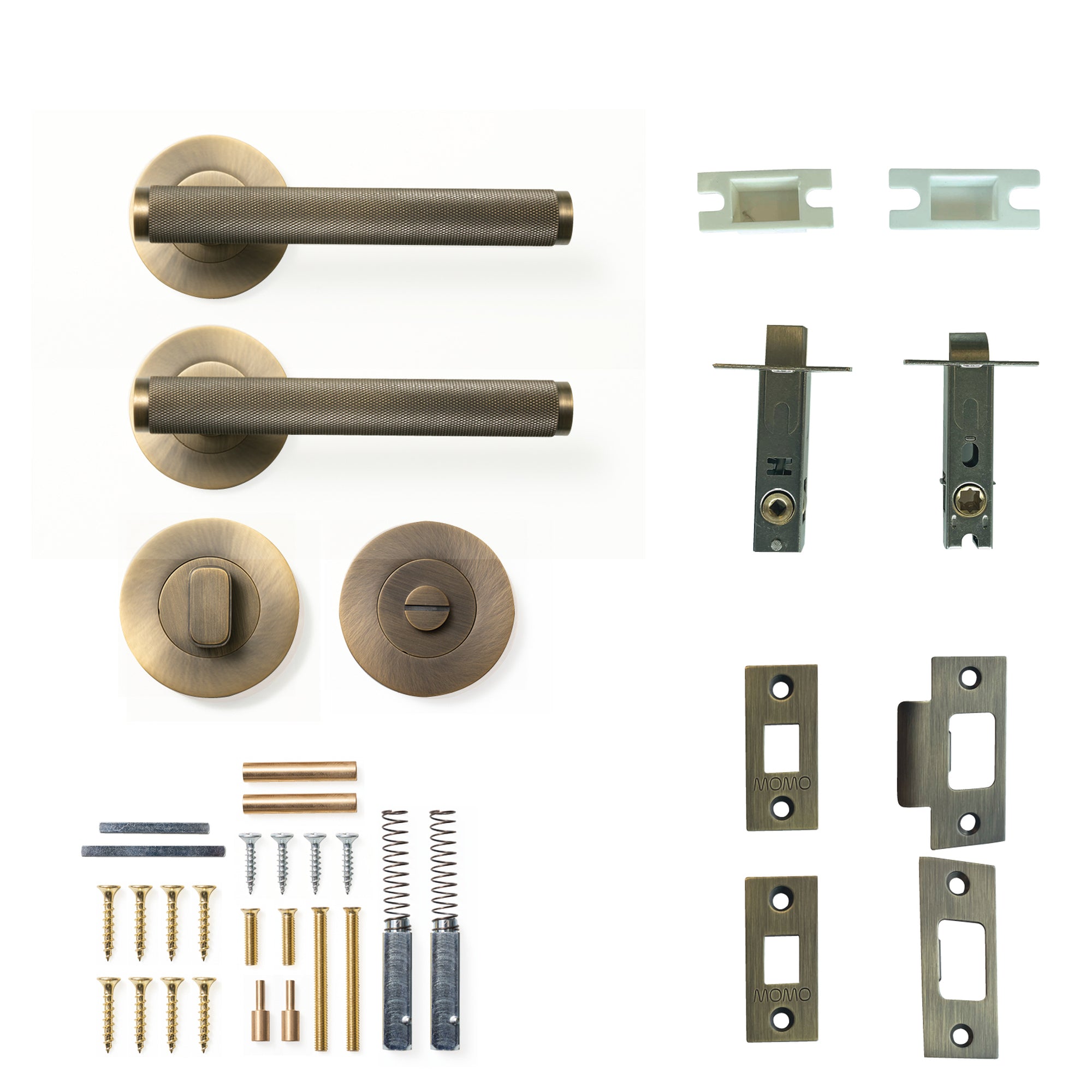 Bellevue Knurled Lever Solid Brass Tubular Latch Privacy Set Dark Brushed Brass