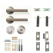Bellevue Knurled Lever Solid Brass Tubular Latch Privacy Set Dull Brushed Nickel