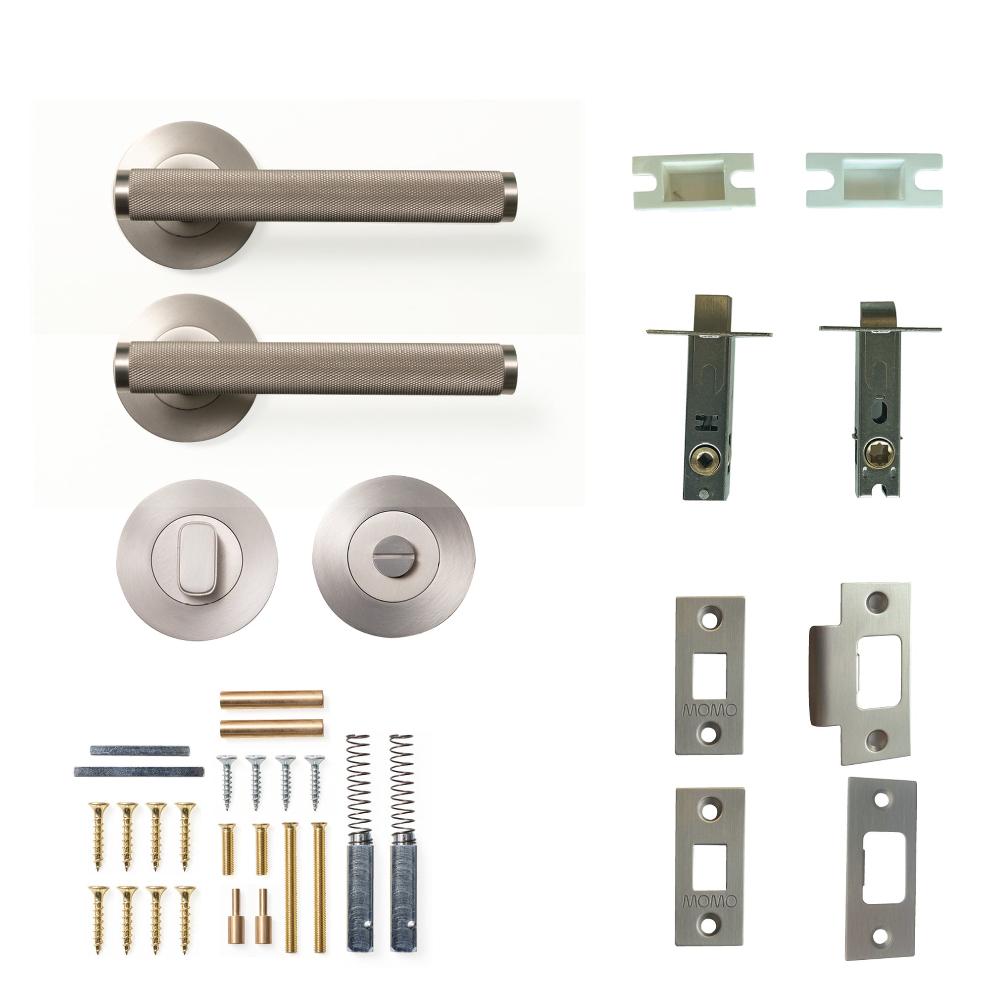 Bellevue Knurled Lever Solid Brass Tubular Latch Privacy Set Dull Brushed Nickel