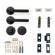 Bellevue Knurled Lever Solid Brass Tubular Latch Privacy Set Matt Black