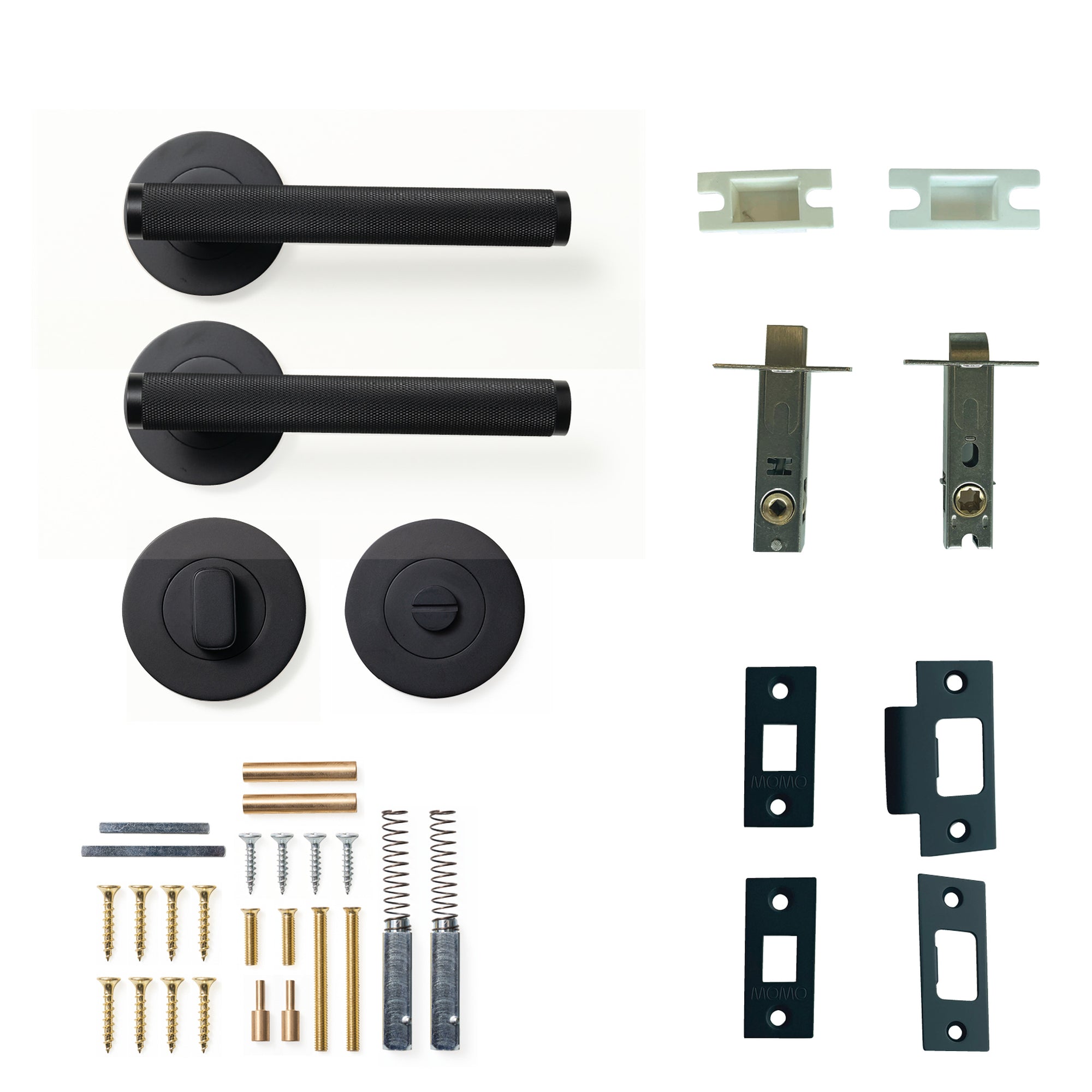 Bellevue Knurled Lever Solid Brass Tubular Latch Privacy Set Matt Black