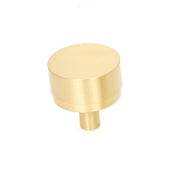 Bellevue 35mm Solid Brass Plain Knob Brushed Satin Brass