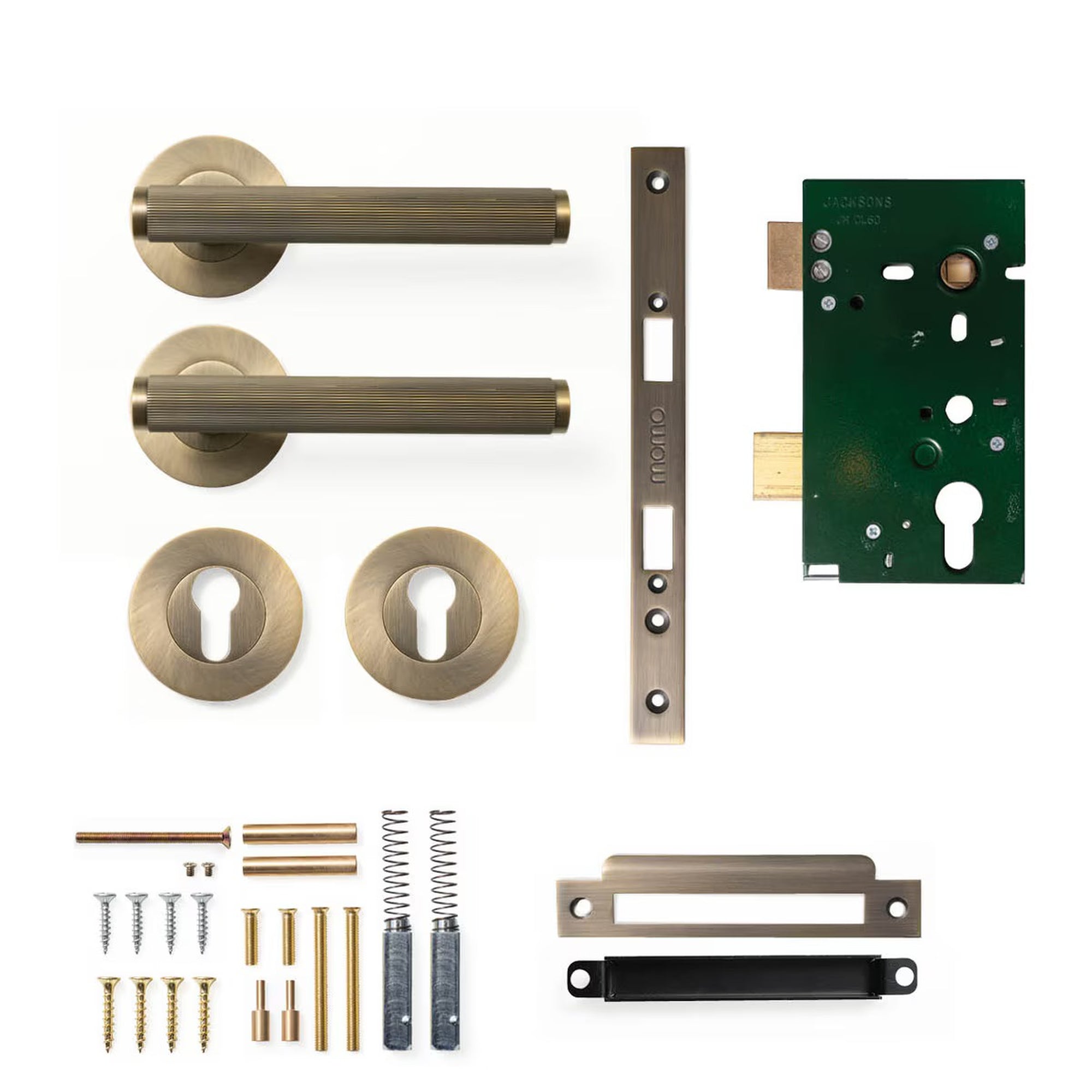 Momo Bellevue Lined Lever Solid Brass Mortice Entrance Set Dark Brushed Brass