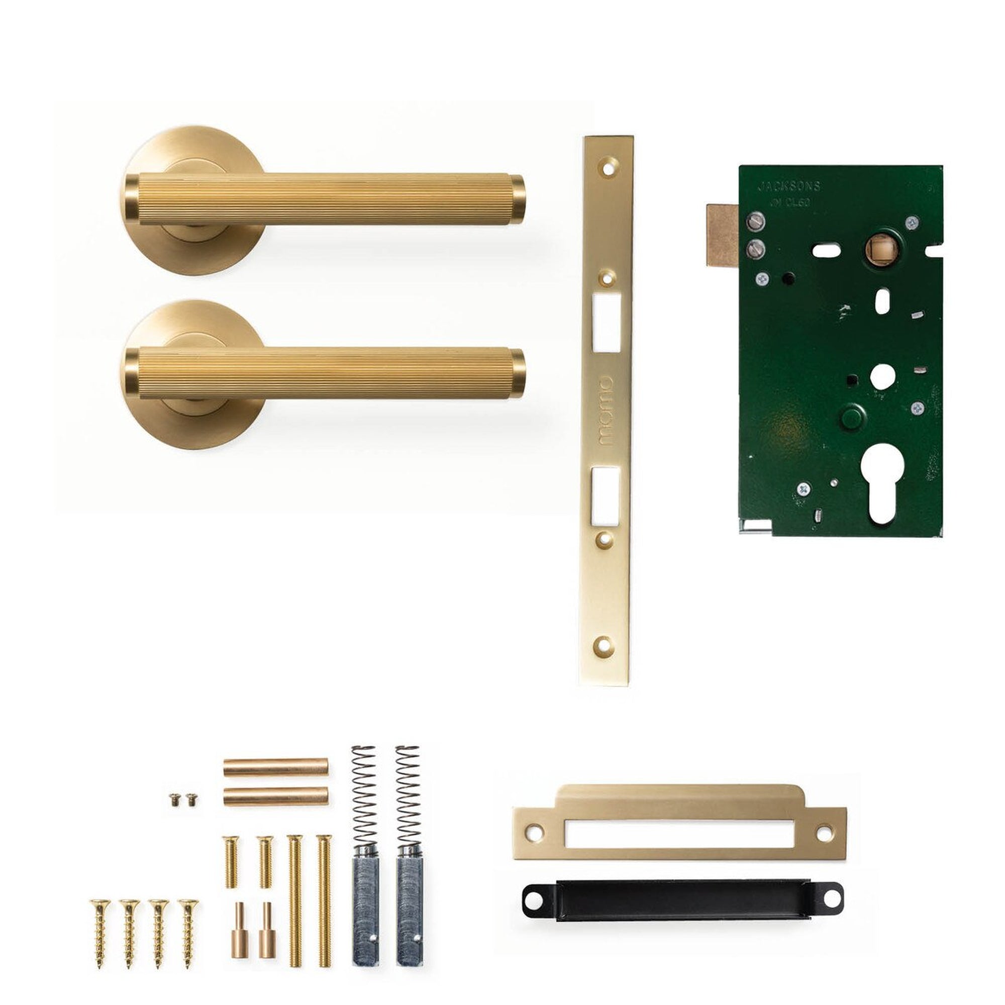 Momo Bellevue Lined Lever Solid Brass Mortice Passage Set Brushed Satin Brass