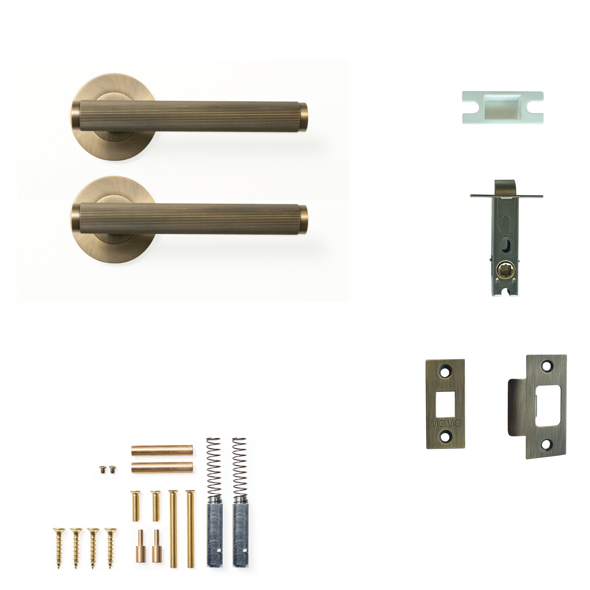 Bellevue Lined Lever Solid Brass Tubular Latch Passage Set Dark Brushed Brass