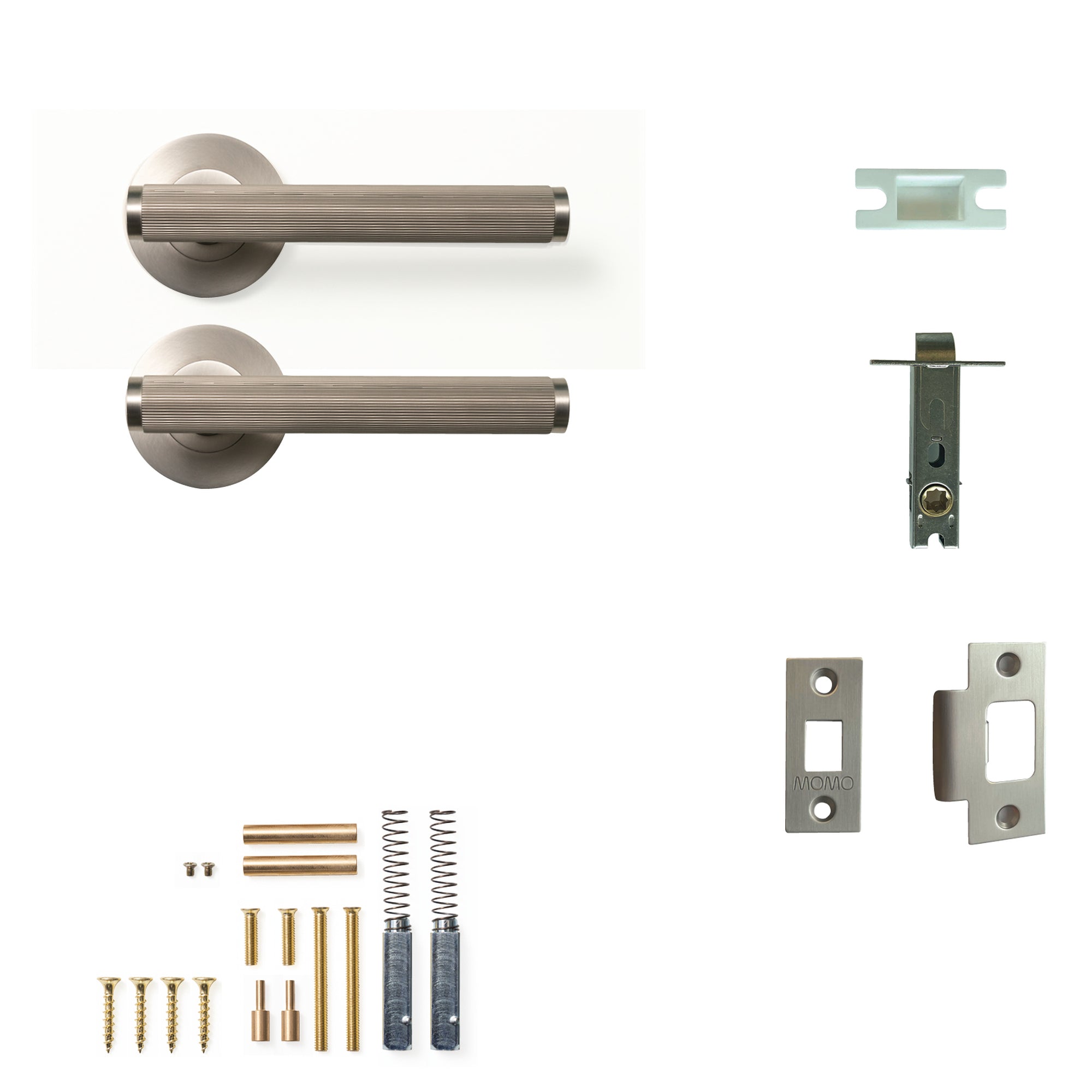 Bellevue Lined Lever Solid Brass Tubular Latch Passage Set Dull Brushed Nickel