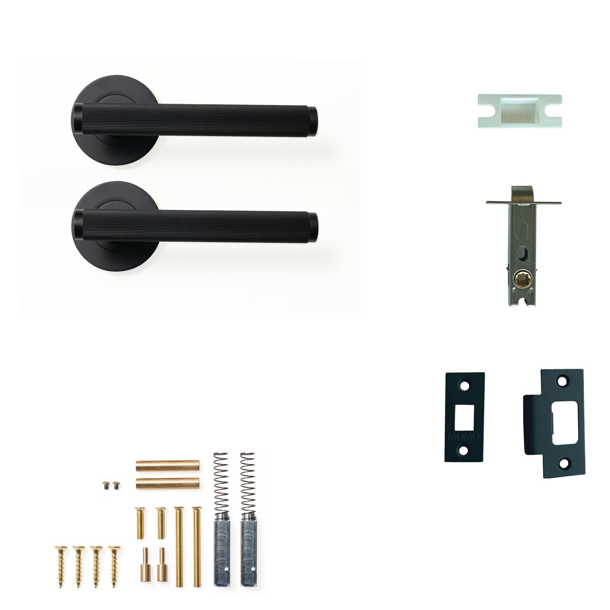 Bellevue Lined Lever Solid Brass Tubular Latch Passage Set Matt Black